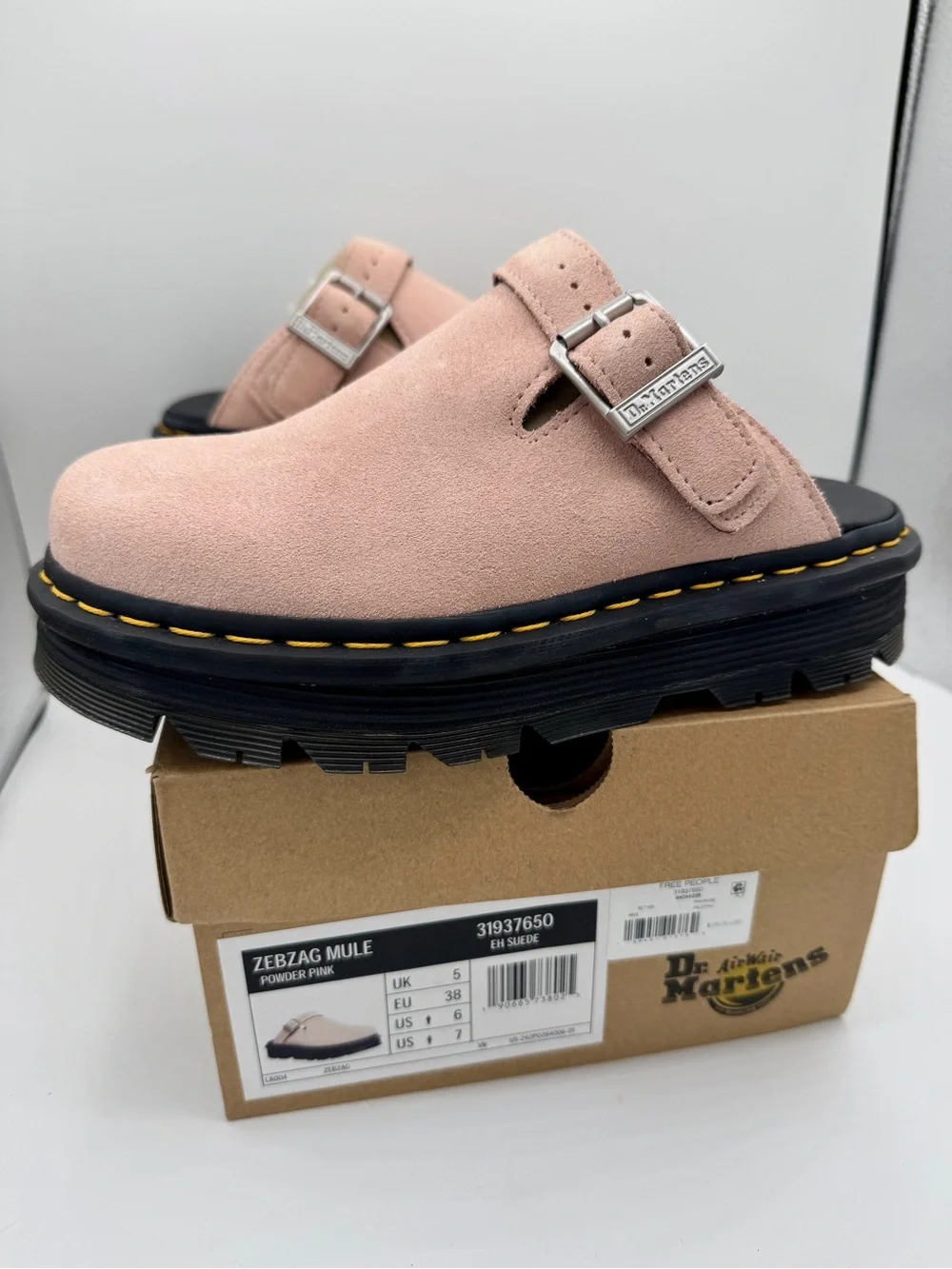 NWT Dr Martens Zebzag Mule Unisex , Powder Pink Platforms